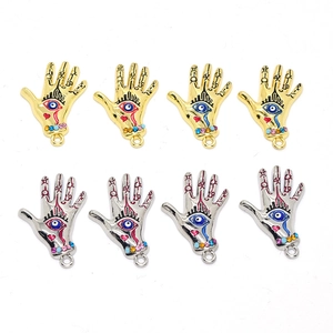 Hamsa Hand pendants with Evil Eye and crystals in gold and silver finish for DIY jewelry