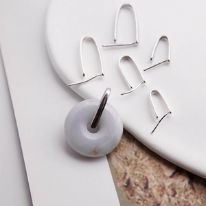 S925 sterling silver pinch bails for DIY jade pendants with lavender gemstone ring