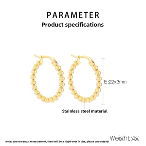Dettaglio parametri degli orecchini a cerchio di perline in acciaio 22x3mm