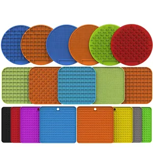 Multi-shape silicone pet lick mats with suction cups and non-slip textures for dogs