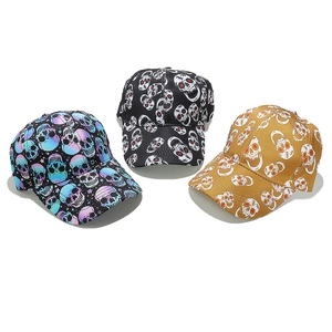 Halloween Baseball Cap Polyester Skull Pumpkin All Over Print Adjustable Punk Hip Hop Sunscreen Hat For Men Women Adult