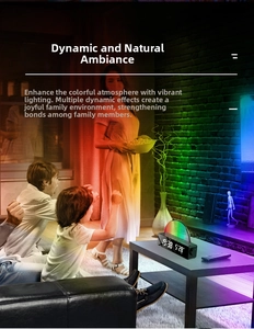Smart LED sunrise alarm clock with RGB ambient lighting and digital time display