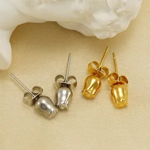 Rose Bud Flower Ohrstecker Edelstahl 18K Vergoldet Elegant Minimalistisch Blumenschmuck Für Damen Mode