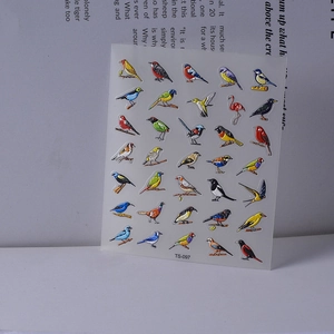 5D embossed bird nail art stickers TS-097 with colorful kingfisher and canary patterns