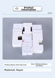 White minimalist paper display cards for hair claw clips with fashion jewelry printing