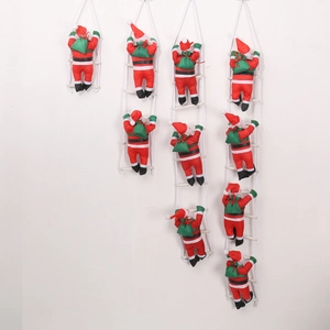 Set di Babbo Natale da 25 cm che scalano scale di corda bianca per decorazioni natalizie