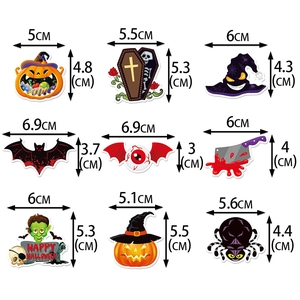 Halloween party straw toppers with bat and spider designs in various sizes and shapes