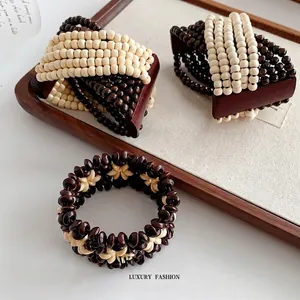 Bohemian Wood Coconut Shell Multi Layer Beaded Bracelet Retro Ethnic Handmade Jewelry For Women