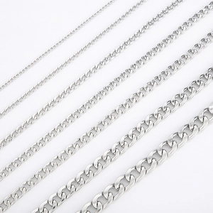 Polished silver stainless steel chain links in six different widths for DIY jewelry making