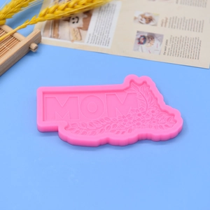 Pink MOM silicone mold with floral relief for Mother's Day chocolate and fondant cakes