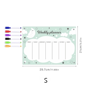 Detail view of S-size acrylic weekly planner set with 6 markers and bear design