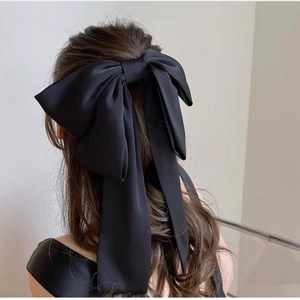 Grande Barrette À Cheveux Noeud En Satin Avec Rubans Longs Élégante Pince À Cheveux En Tissu Style Coréen Pour Femmes