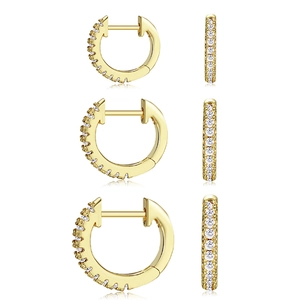 Fashion Hoop Earrings Copper 18K Gold Plated Cubic Zirconia Inlay Twisted Rope Huggies For Women Minimalist Jewelry