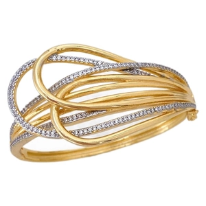 Luxurious multi-layer gold-plated bracelet with white cubic zirconia in a modern design
