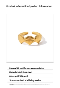 Detailed view of gold triple shell ring showing 18k vacuum plated stainless steel texture