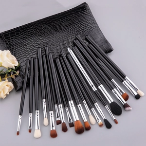 Professional Makeup Brushes Synthetic Fiber Wood Handle Eye Shadow Blending Concealer Highlighter Crocodile Pattern Bag