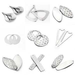 Stainless Steel Charms Pendants Engraved Metal DIY Jewelry Making Accessories Geometric Floral Leaf Shapes Silver Tone