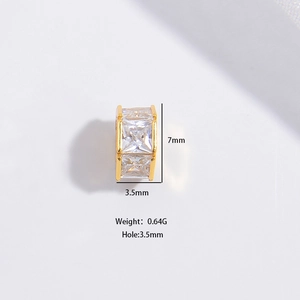 S925 Sterling Silber Quadratperle mit 7mm Höhe und 3,5mm Loch für DIY Schmuckdesign