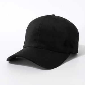 Close-up of black velvet baseball cap showing premium texture and classic six-panel design