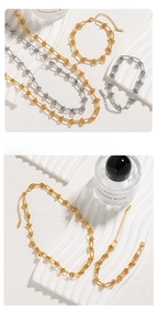 Hip-hop style knot chain necklace and bracelet jewelry set in gold and silver finish