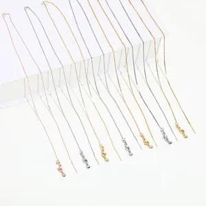 Adjustable Chain Necklace Copper Gold Plated Needle Slider Universal Cable Box Link Fashion For Women