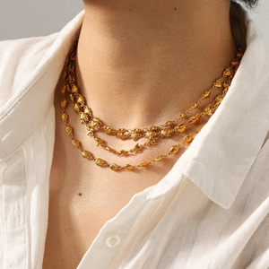 Heart Shell Butterfly Link Chain Necklace Stainless Steel 18K Gold Plated Clavicle Jewelry For Women Elegant