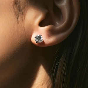 Classic 1-carat moissanite S925 sterling silver stud earrings with 4-prong setting