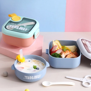 304 stainless steel toddler dinnerware set with lunch box and feeding accessories