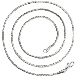 Polished silver titanium steel square snake chain necklace with lobster clasp closure