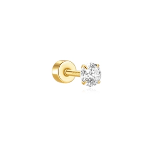 Detailansicht der S925 Sterlingsilber Ohrringe in Gold mit Schraubverschluss und Glitzerstein