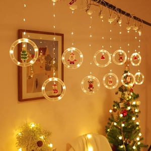 Christmas LED Curtain String Lights With Mini Santa Snowman Figures USB Battery Powered Remote Control Holiday Window Decor