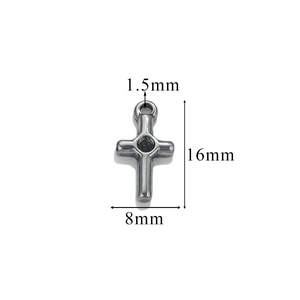 Retro stainless steel cross pendant with detailed size 16x8mm for DIY jewelry making
