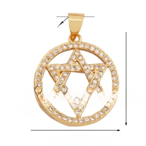 Detailed view of 19mm gold star pendant with 4mm thickness and precise dimensions