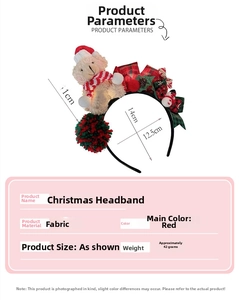 Weihnachtshaarreif Maße mit Plüschbär, Schottenkaro-Schleife und weichen Pompon-Details