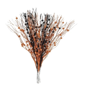Glitter orange and black berry branches for Halloween and harvest festival decoration