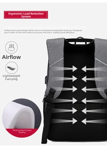Ergonomic breathable mesh back panel with air circulation system for men's backpack
