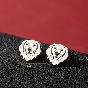 Minimalist silver stainless steel Labrador stud earrings for women 13mm size