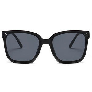 Classic oversized black square sunglasses with dark grey lenses for men and women