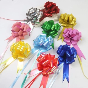 Detailed view of colorful 6.4cm macaron gift pull bows for wedding car decoration