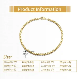 Authentic S925 sterling silver beaded bracelet with 2.5mm lucky beads and secure clasp