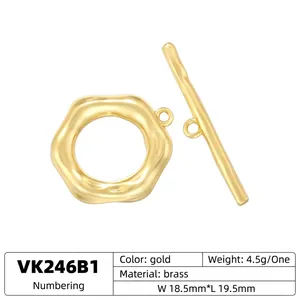 18K gold plated brass wavy toggle clasp flower OT connector for jewelry making