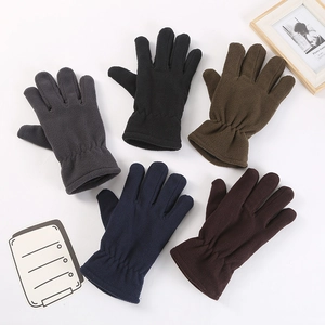 Winter Warm Polar Fleece Gloves Windproof Coldproof Five Finger Gloves For Men Women Kids Outdoor Riding Sports Accessories