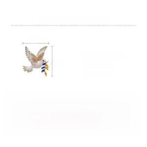 Detailed size and material specifications for the crystal peace dove brooch accessory