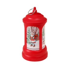 Red retro mailbox style Christmas LED lantern featuring a Santa Claus snowy illustration