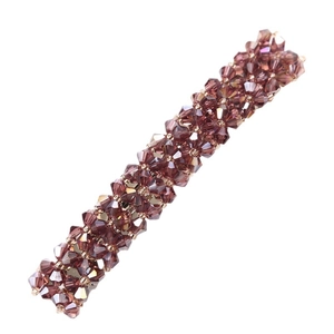 Sparkling dark purple crystal beaded wide hair clip with zig-zag pattern weaving