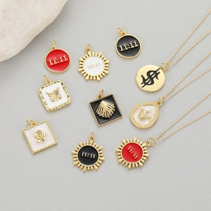 Charms Pendants Copper 14K Gold Plated Enamel Evil Eye Butterfly Heart Dollar-Sign 11-11 DIY Jewelry Making Accessories