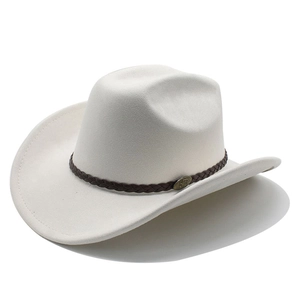 Western Cowboyhut Für Damen Herren Breitkrempig Wildleder Filz Retro Outdoor Mode Sonnenschutz Hut Mit Flechtband