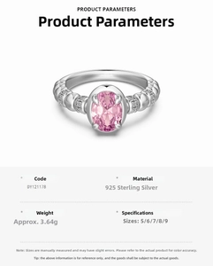 Detailed view of S925 sterling silver ring with oval pink zircon and wavy band texture