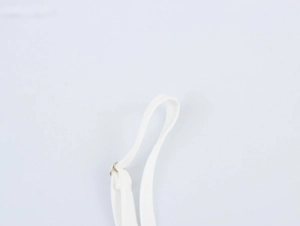 Detail of adjustable white thin strap with buckle for mesh vacation long dress