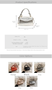 Detail specifications for crocodile pattern small crossbody bag with dimensions and weight